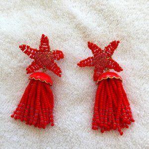 J. Crew Starfish Dangle Bead Chandelier Earrings